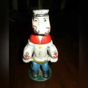 Vintage, Pop Eye, 6in Cast Iron Bank